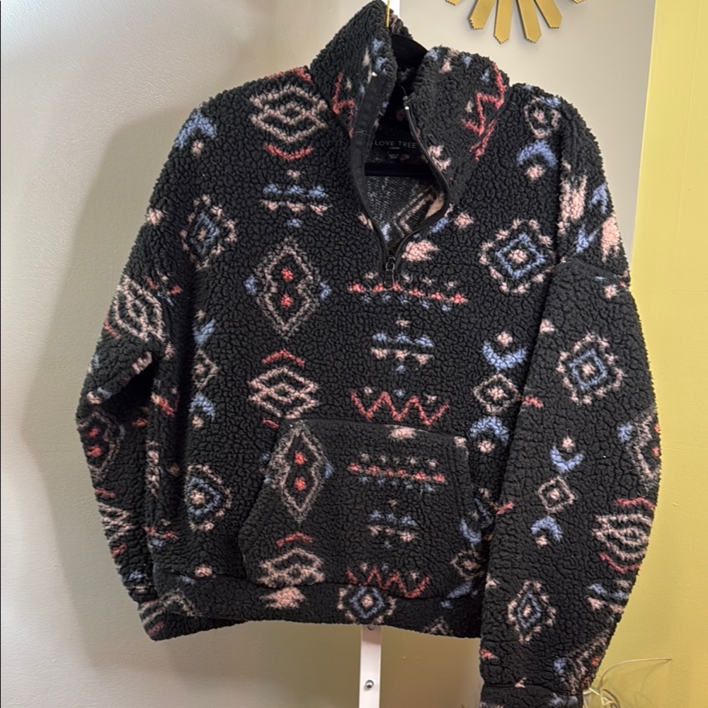COPY - Love Tree Black and Pink Zip Up Sweater